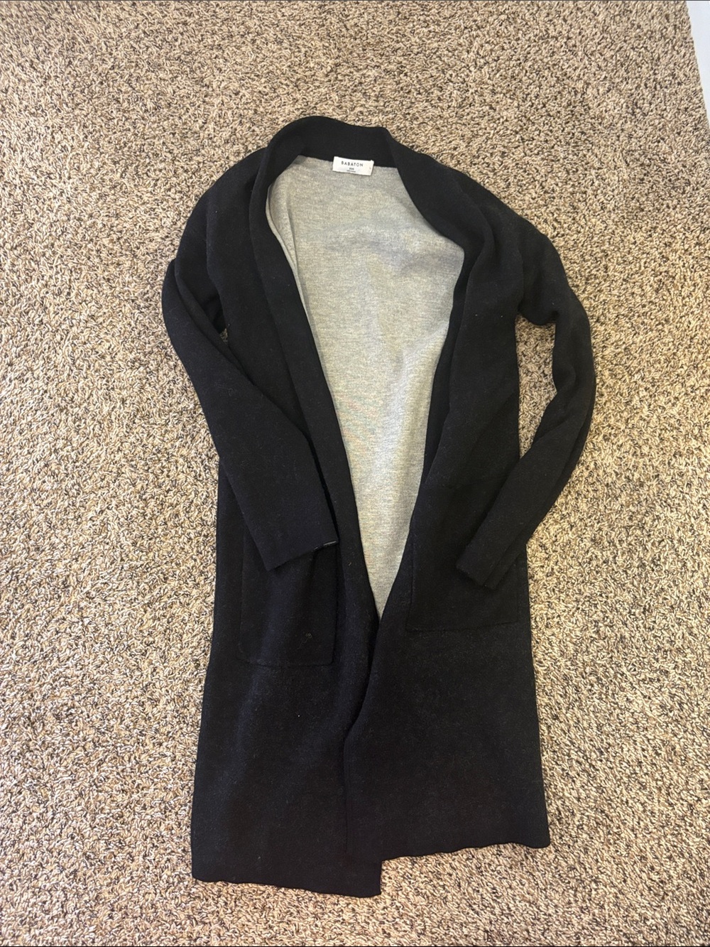 Aritzia Babaton Black Long Open-Front Cardigan